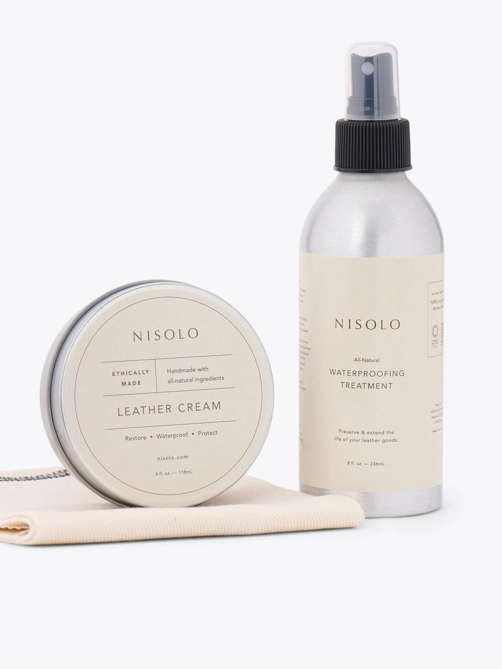 New Nisolo Smooth Leather Care Kit Made in USA Waterproofing spray Leather cream